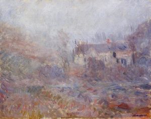 Claude Monet - Houses at Falaise in the Fog