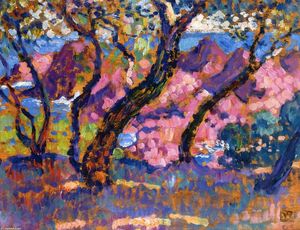 Theo Van Rysselberghe - In the Shade of the Pines (study)