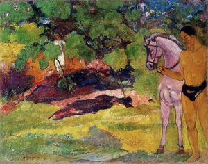 Paul Gauguin - In the Vanilla Grove, Man and Horse (also known as The Rendezvous)