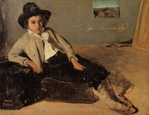 Jean Baptiste Camille Corot - Italian Youth Sitting in Corot-s Room in Room