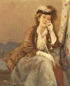 Fernand Toussaint - Jeune Femme a l-ombrelle