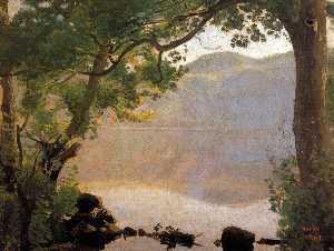 Jean Baptiste Camille Corot - Lake Nemi, Seen through Trees