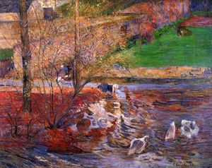 Paul Gauguin - Landscape with Geese (also known as Goose Games)