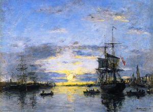 Eugène Louis Boudin - Le Havre, The Outer Harbor at Sunset