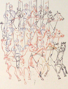 Aleksandr Deyneka - Cavalry. Picture for children book -Parade of the Red Army-
