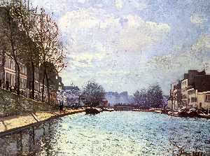 Order Artwork Replica The Saint Martin Canal in Paris, 1870 by Alfred Sisley (1839-1899, France) | WahooArt.com