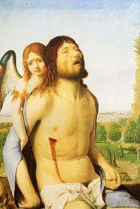 Antonello Di Giovanni Di Antonio (Antonello Da Messina) - The Dead Christ Supported by an Angel