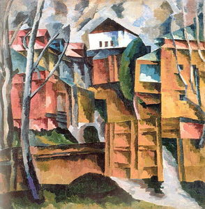 Aristarkh Vasilevich Lentulov - Landscape with white house and the yellow gate