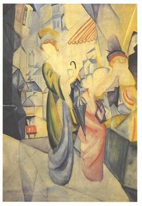 August Macke - Bright woman in front of a hat store