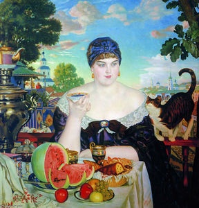 Boris Mikhaylovich Kustodiev - The Merchant-s Wife at Tea
