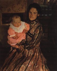 Boris Mikhaylovich Kustodiev - Portrait of Y.E. Kustodieva with son