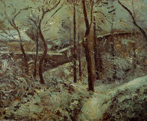 Camille Pissarro - Poor footpath, Pontoise, snow effect