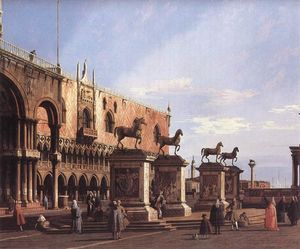 Giovanni Antonio Canal (Canaletto) - Capriccio: The Horses of San Marco in the Piazzetta