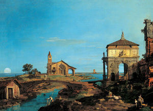 Giovanni Antonio Canal (Canaletto) - An Island in the Lagoon with a Gateway and a Church