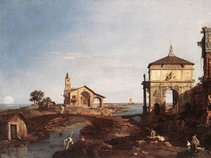 Giovanni Antonio Canal (Canaletto) - Capriccio with Venetian Motifs