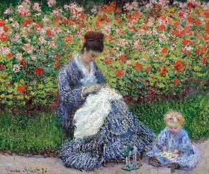 Claude Monet - Camille Monet and a Child in the Artist’s Garden in Argenteuil