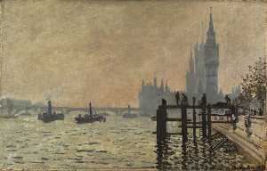  Oil Painting Replica The Thames below Westminster, 1871 by Claude Monet (1840-1926, France) | WahooArt.com