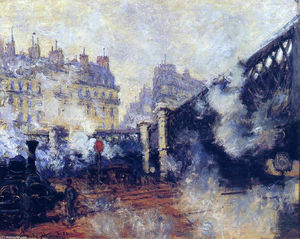  Art Reproductions The Pont de l`Europe, Gare Saint-Lazare, 1877 by Claude Monet (1840-1926, France) | WahooArt.com