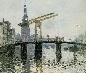  Oil Painting Replica The Bridge, Amsterdam, 1874 by Claude Monet (1840-1926, France) | WahooArt.com