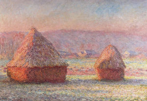 Claude Monet - Haystacks - White Frost, Sunrise