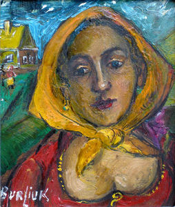 David Davidovich Burliuk - Woman with yellow scarf