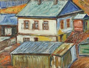 David Davidovich Burliuk - Rooftops in Siberia