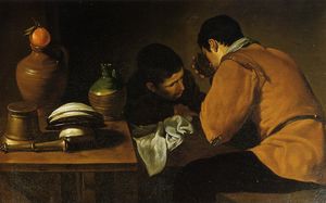 Diego Velazquez - Two Young Men Eating At A Humble Table