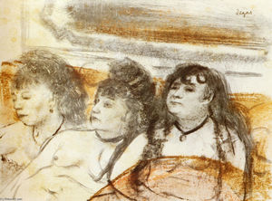 Edgar Degas - Three girls sitting en face