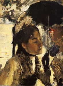 Edgar Degas - Tuileries, the woman with a parasol