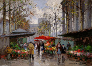 Edouard Cortes - Flower Market At La Madeleine