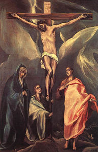 El Greco (Doménikos Theotokopoulos) - Christ on the cross with two Maries and St. John