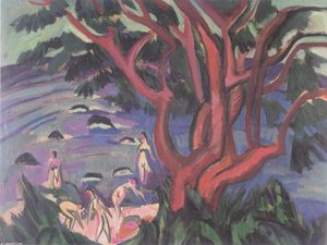 Ernst Ludwig Kirchner - Red Tree on the Beach