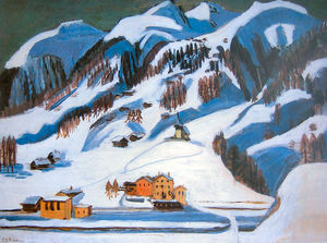 Ernst Ludwig Kirchner - Mountains and Houses in the Snow