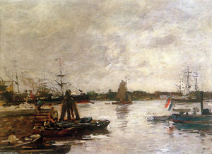 Eugène Louis Boudin - The Spanish quay in Rotterdam Sun