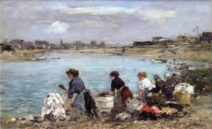 Eugène Louis Boudin - Laundresses on the Banks of the Touques
