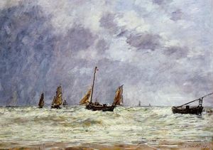 Eugène Louis Boudin - Berck, the Departure of the Boats