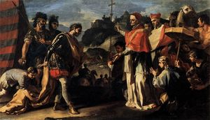 Francesco Solimena - The Meeting of Pope Leo and Attila