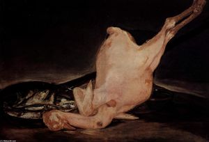 Francisco De Goya - Still life, plucked turkey and pan with fish
