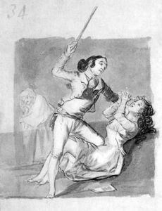Francisco De Goya - Woman battered with a cane