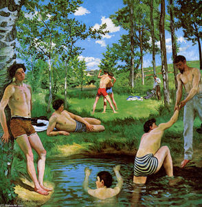 Buy Museum Art Reproductions Bathers (Summer Scene), 1869 by Jean Frederic Bazille (1841-1870, France) | WahooArt.com