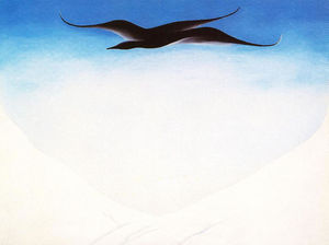 Georgia Totto O-keeffe - A Black Bird With Snow Covered Red Hills