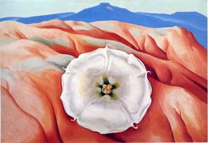 Georgia Totto O-keeffe - Red hills and white flower II
