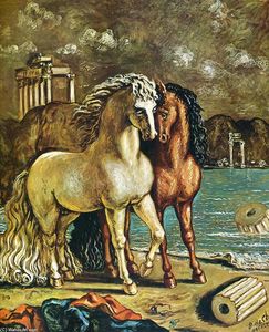 Giorgio De Chirico - Antique Horses on the Aegean Shore