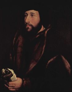 Hans Holbein The Younger - Portrait of a man with a letter and gloves