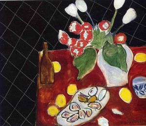 Henri Matisse - Tulips and oysters on a black background