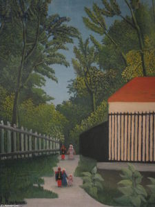 Henri Julien Félix Rousseau (Le Douanier) - Landscape in Montsouris Park with five figures