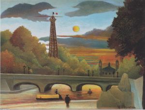Henri Julien Félix Rousseau (Le Douanier) - Seine and Eiffel tower in the sunset