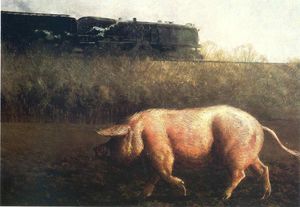 Jamie Wyeth - Pig and Train
