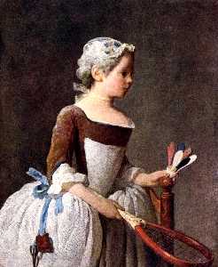 Jean-Baptiste Simeon Chardin - Girl with Racket and Shuttlecock