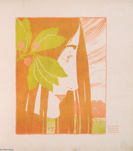 Koloman Moser - A decorative stain in red and green
